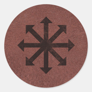 Chaosphere - Occult Magick Symbol auf Red Leather Runder Aufkleber