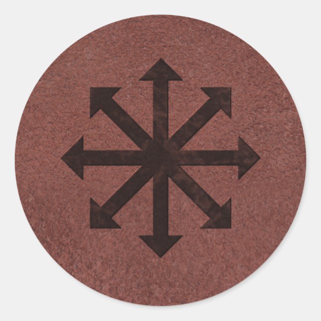 Chaosphere - Occult Magick Symbol auf Red Leather Runder Aufkleber (Vorderseite)