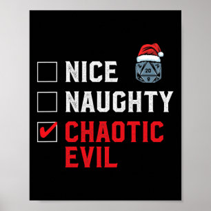 Chaotic Evil List D20 Tabletop Gamer Funny Poster