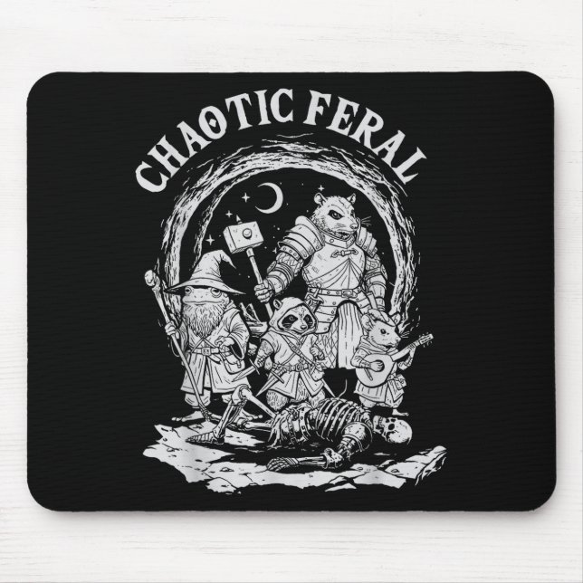 Chaotic Feral Funny Rpg Party Fantasy Animal Meme  Mousepad (Vorne)