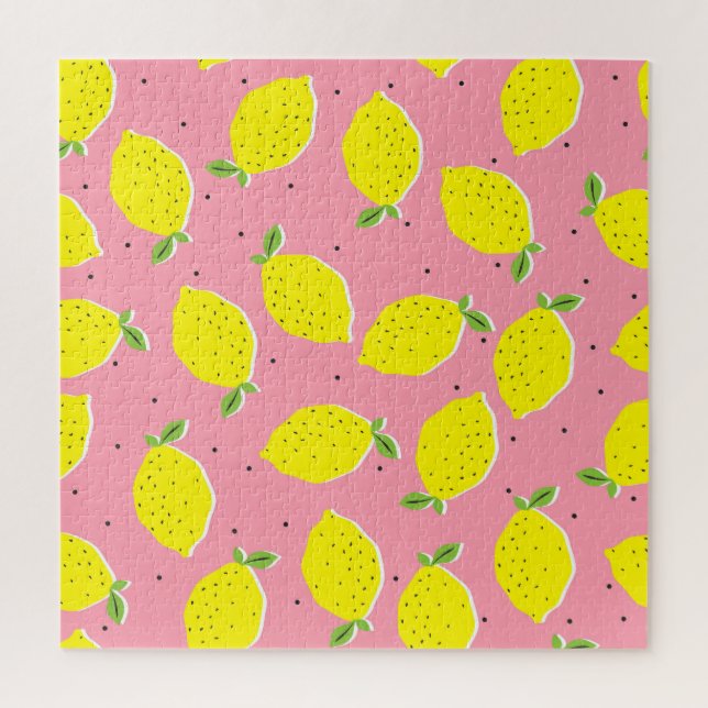 Chaotic Lemons Pink Polka: Zitrusmuster (Vertikal)