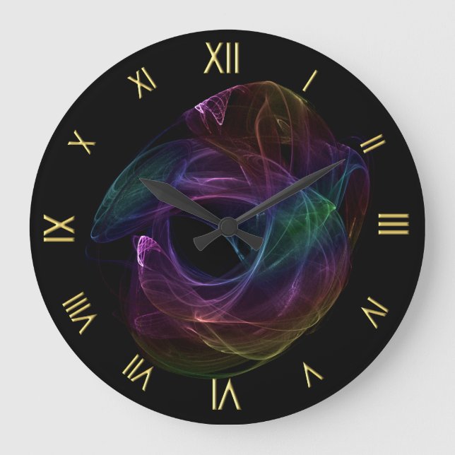 Chaotic Rainbow Wall Clock Große Wanduhr (Vorderseite)