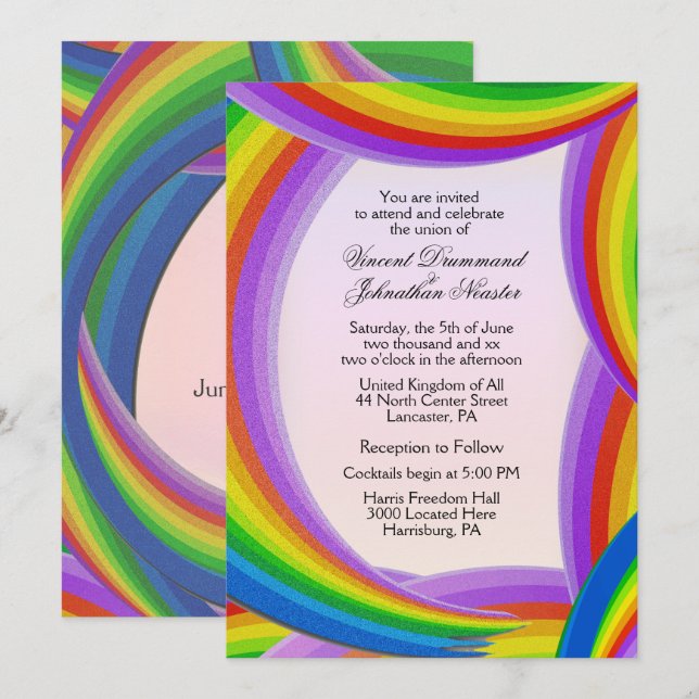 Chaotic Rainbow Wedding Einladungen (Vorne/Hinten)