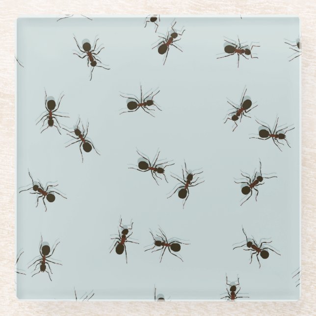 Chaotic Red Ants Stilvolles Muster Glasuntersetzer (Vorderseite)