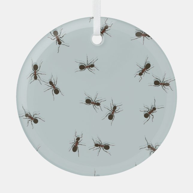 Chaotic Red Ants Stilvolles Muster Ornament Aus Glas (Vorderseite)