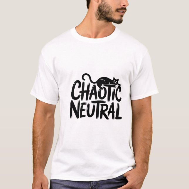 Chaotische neutrale Katze - Witziger T - Shirt (Vorderseite)