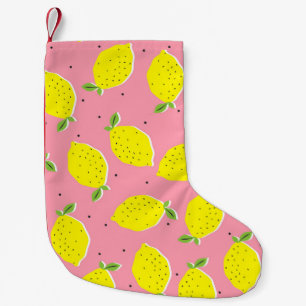 Chaotische Zitronen Rosa Tupfen: Zitrusmuster Kleiner Weihnachtsstrumpf
