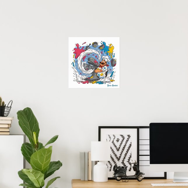 Chaotischer Koch mit explodierendem Mixer Poster (Heimbüro)