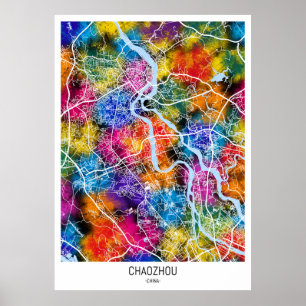 Chaozhou China Stadtplan Poster