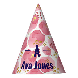 Chapeau Cone Personnalisé Anniversaire Aquarelle
