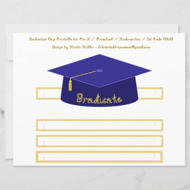 Chapeau de diplômé en papier bleu marine avec toqu (Devant)