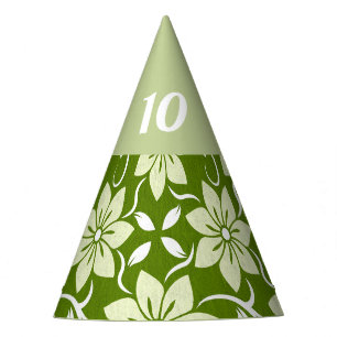 Chapeau de fête d'anniversaire floral vert avec nu