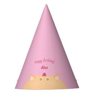 Chapeau de fête d'anniversaire rose chat mignon