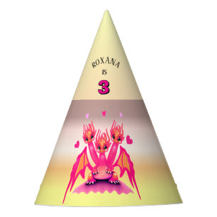 Chapeau de fête d'anniversaire rose dragon