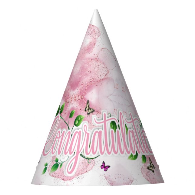 Chapeau de fête de félicitations en marbre rose mo (Devant)