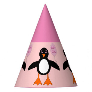 Chapeau de fête de pingouin de bébé fille rose mig