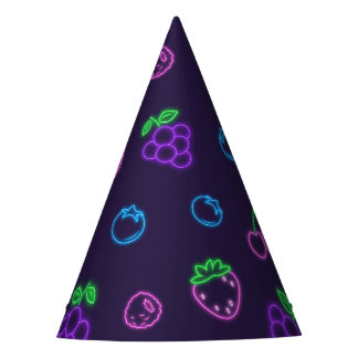 Chapeau de fête en papier à motif de fruits néon -
