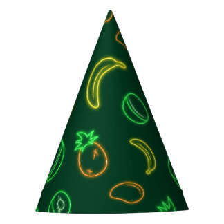 Chapeau de fête en papier à motif tropical néon -