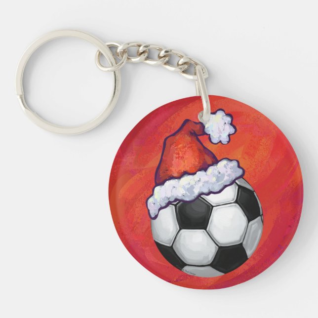 Chapeau de Père Noël Ballon de Football sur Fond R (Devant)