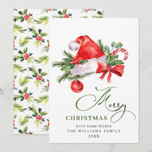 Chapeau festif du Père Noël Carte de vœux de Noël