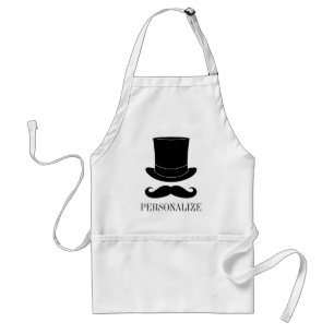Chapeau noir et tablier barbecue moustache pour ho
