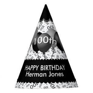 Chapeaux De Fêtes 100th Motif de nombre d'anniversaire festons