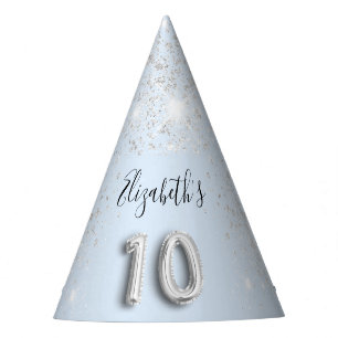 Chapeaux De Fêtes 10e anniversaire bébé bleu argent parties scintill