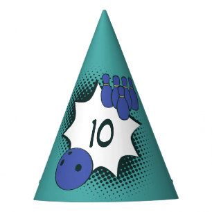 Chapeaux De Fêtes 10e Joyeux anniversaire Bleu-Vert Bowling