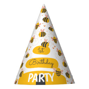 Chapeaux De Fêtes 1er anniversaire de l'abeille jaune et rose