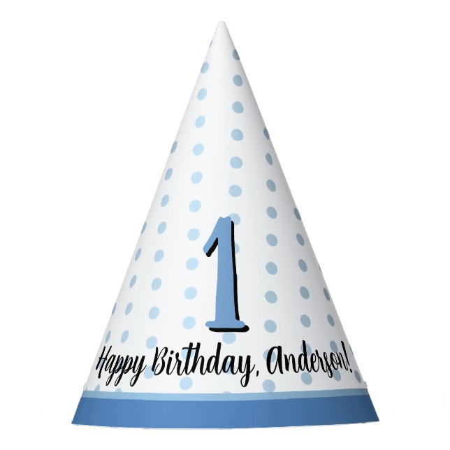 Chapeaux De Fêtes 1er anniversaire fête Cupcake Boys Motif bleu (Devant)
