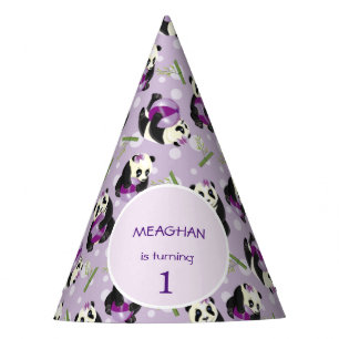 Chapeaux De Fêtes 1er anniversaire mignon Panda ours doux violet Mot