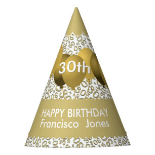 Chapeaux De Fêtes 30e anniversaire Numéro Motif Gold/White Scallops