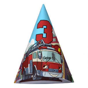 Chapeaux De Fêtes 3ème Camion de pompiers d'anniversaire