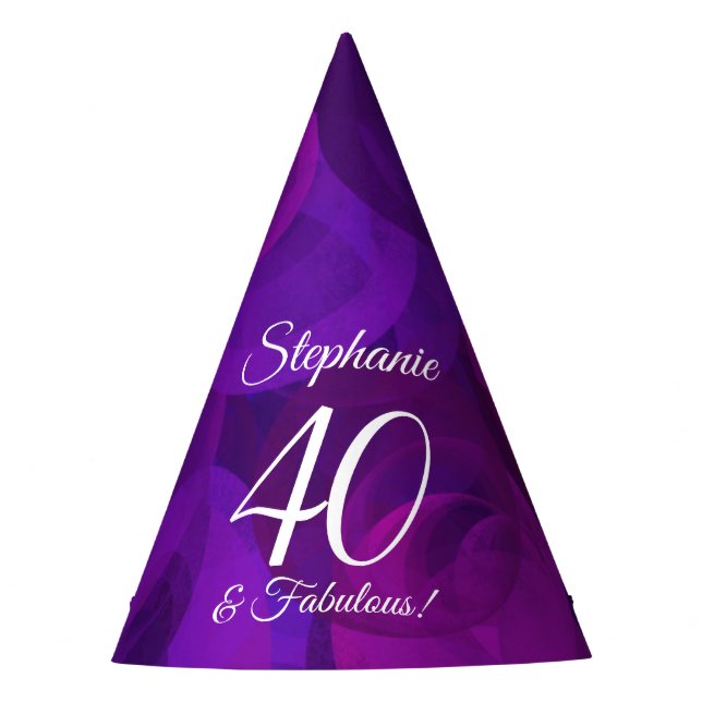 Chapeaux De Fêtes 40 & Fabuleux Anniversaire Purple Élégant (Devant)