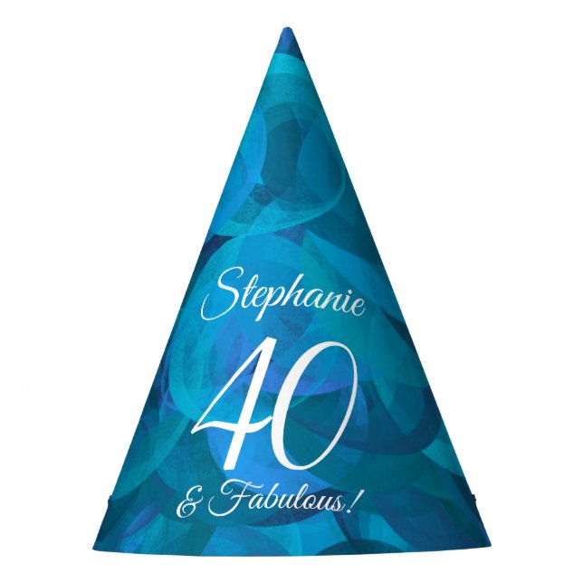 Chapeaux De Fêtes 40 & Fabuleux Elegant Ocean Blue Anniversaire (Devant)