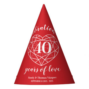 Chapeaux De Fêtes 40e anniversaire de mariage de rubis casquettes pe