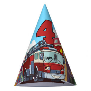 Chapeaux De Fêtes 4ème Camion de pompiers d'anniversaire