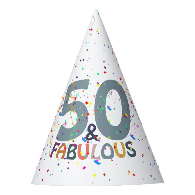 Chapeaux De Fêtes 50 & Fabuleux Blue Confetti Anniversaire tendance (Devant)