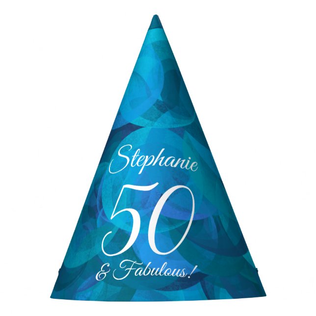 Chapeaux De Fêtes 50 & Fabuleux Elegant Ocean Blue Anniversaire (Devant)