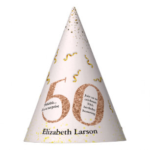 Chapeaux De Fêtes 50e Anniversaire Moderne Minimaliste Paillettes Or