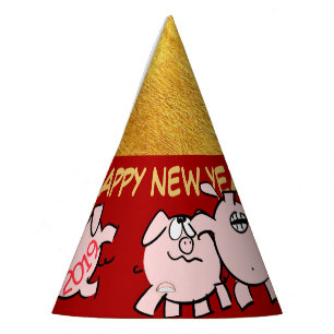 Chapeaux De Fêtes 5 Dessins humoristiques amusants Cochon Année Anni