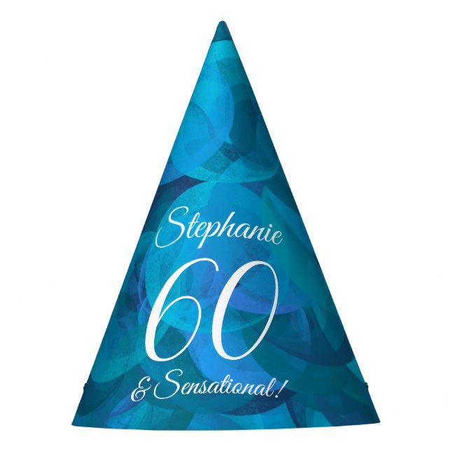 Chapeaux De Fêtes 60 & Sensationnel Elegant Ocean Blue Anniversaire (Devant)