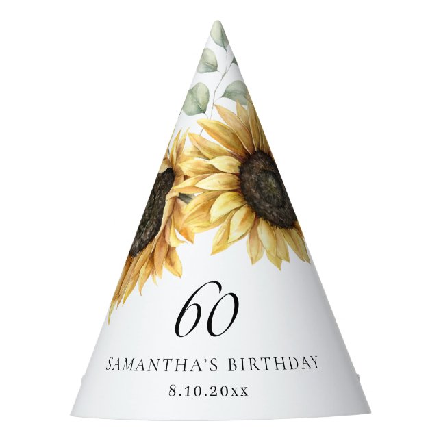 Chapeaux De Fêtes 60e anniversaire Sunflower Eucalyptus Party (Devant)