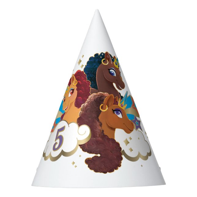 Chapeaux De Fêtes Afro Unicorn | Filles magiques Anniversaire (Devant)