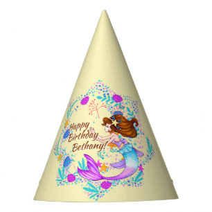 Chapeaux De Fêtes Ajouter un nom Brown cheveux sirène mauve sur la c