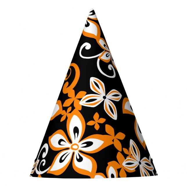 CHAPEAUX DE FÊTES ALOHA HAWAII (NOIR/ORANGE) (Devant)