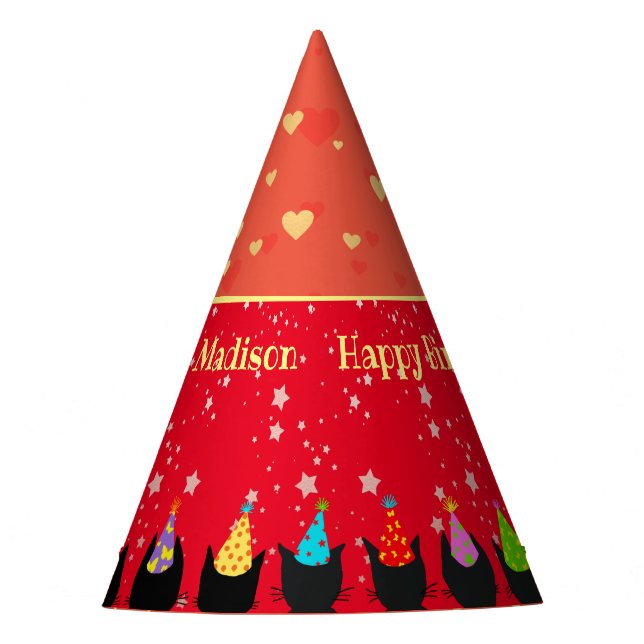 Chapeaux De Fêtes Amusant Anniversaire De Chat Pour Enfants (Devant)