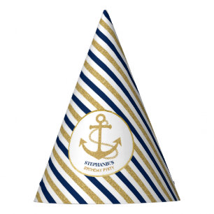 Chapeaux De Fêtes Ancre d'or bleu marine