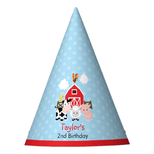 Chapeaux De Fêtes Animaux de ferme Anniversaire Fête Garçons Papier  (Devant)