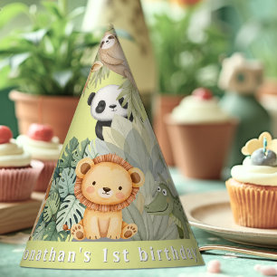Chapeaux De Fêtes Animaux de la jungle 1er anniversaire